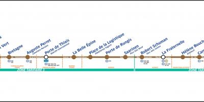 Карта Парыжа трамвай Т7
