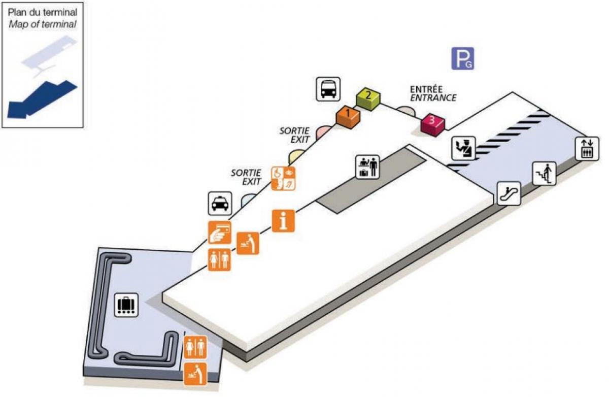 Карта Шарль дэ Голь тэрмінал аэрапорта 2Г
