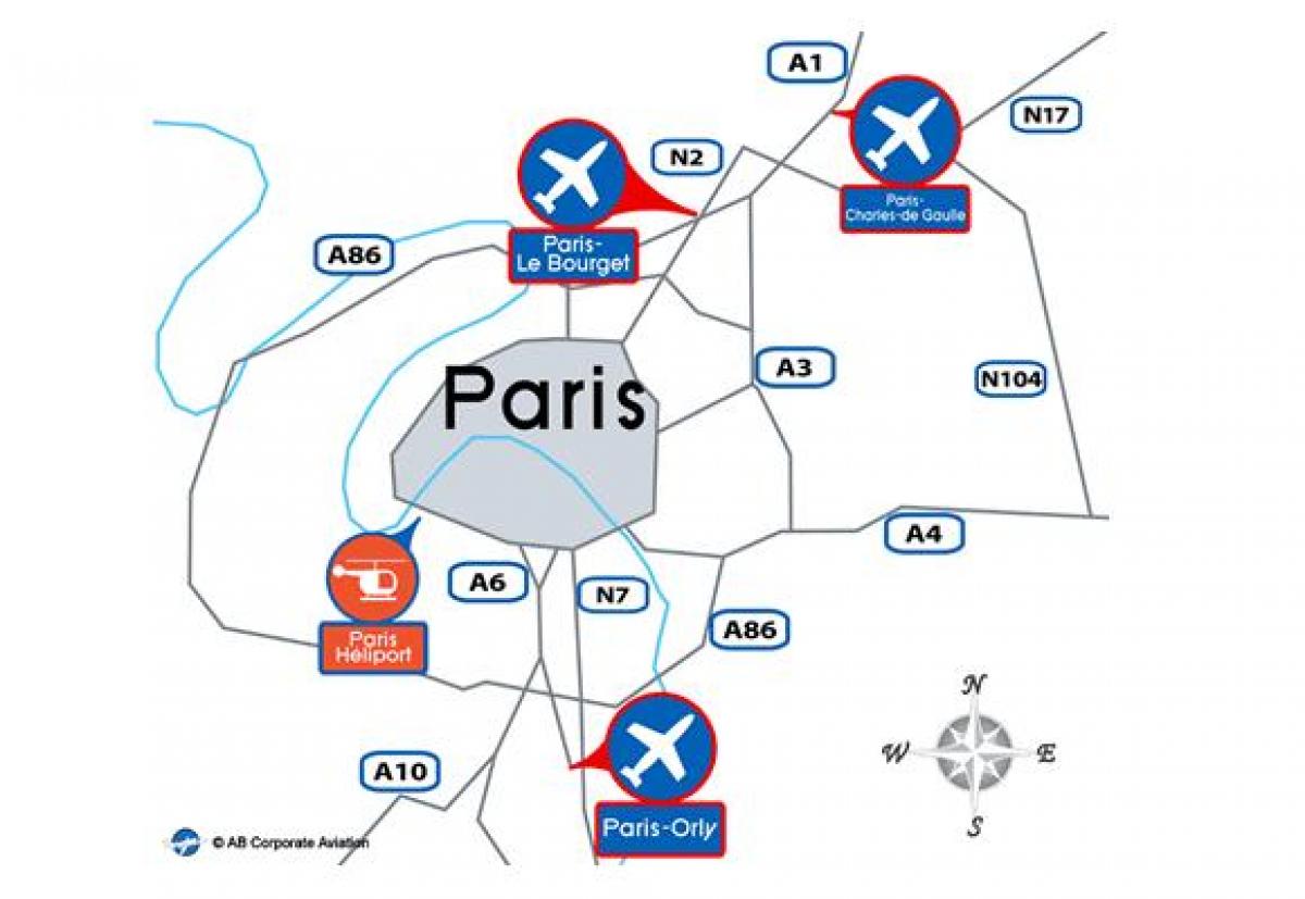 Карта аэрапорта Парыжа