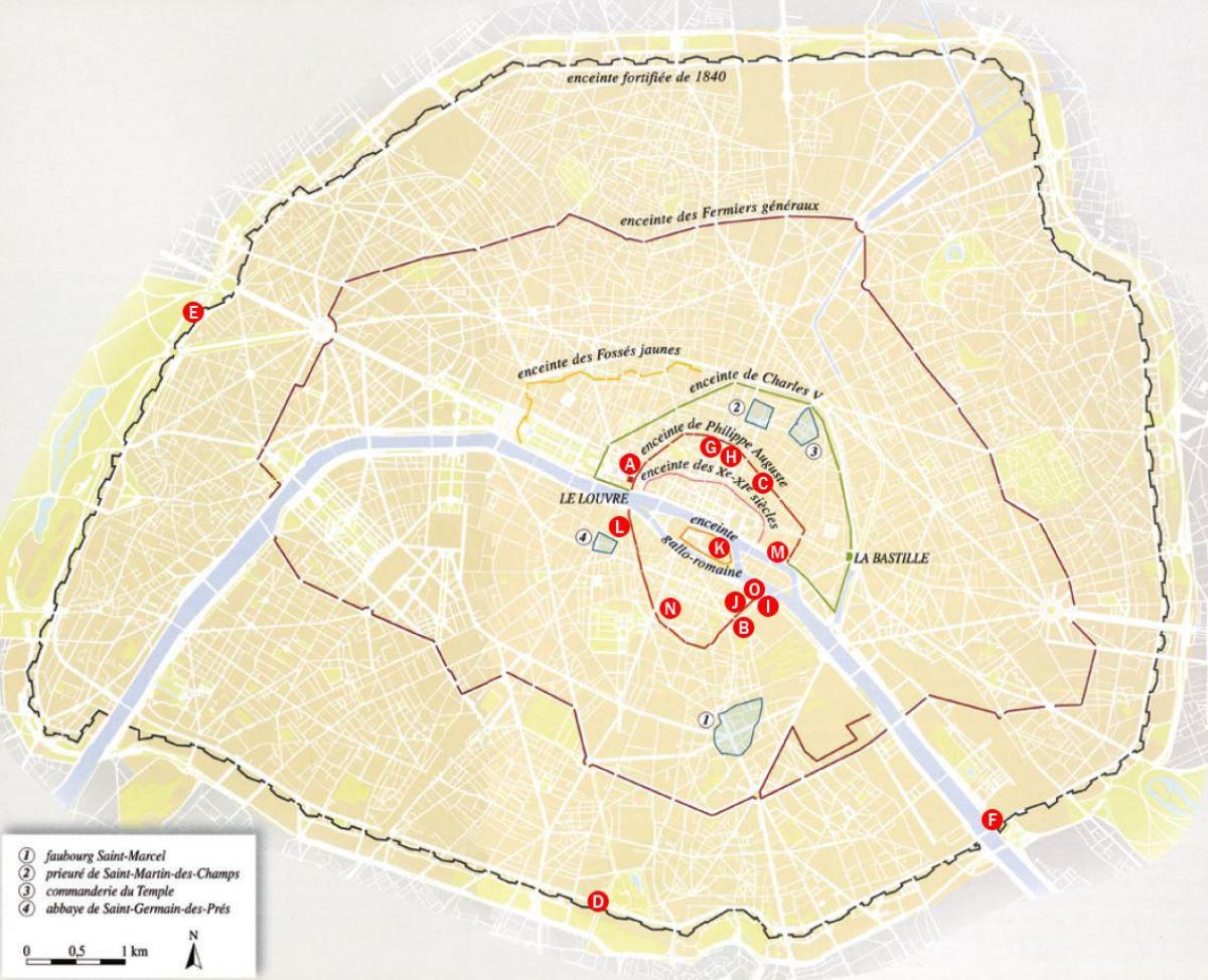 Карта гарадскія сцены Парыжа