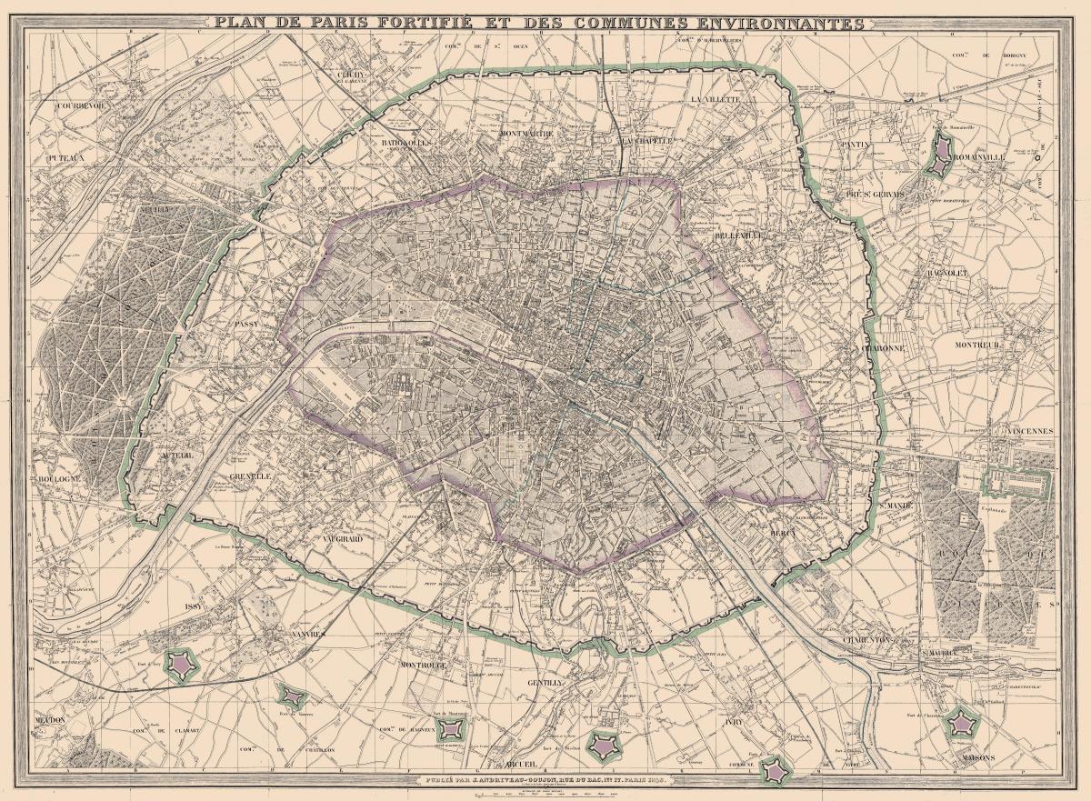 Карта Парыжа 1850