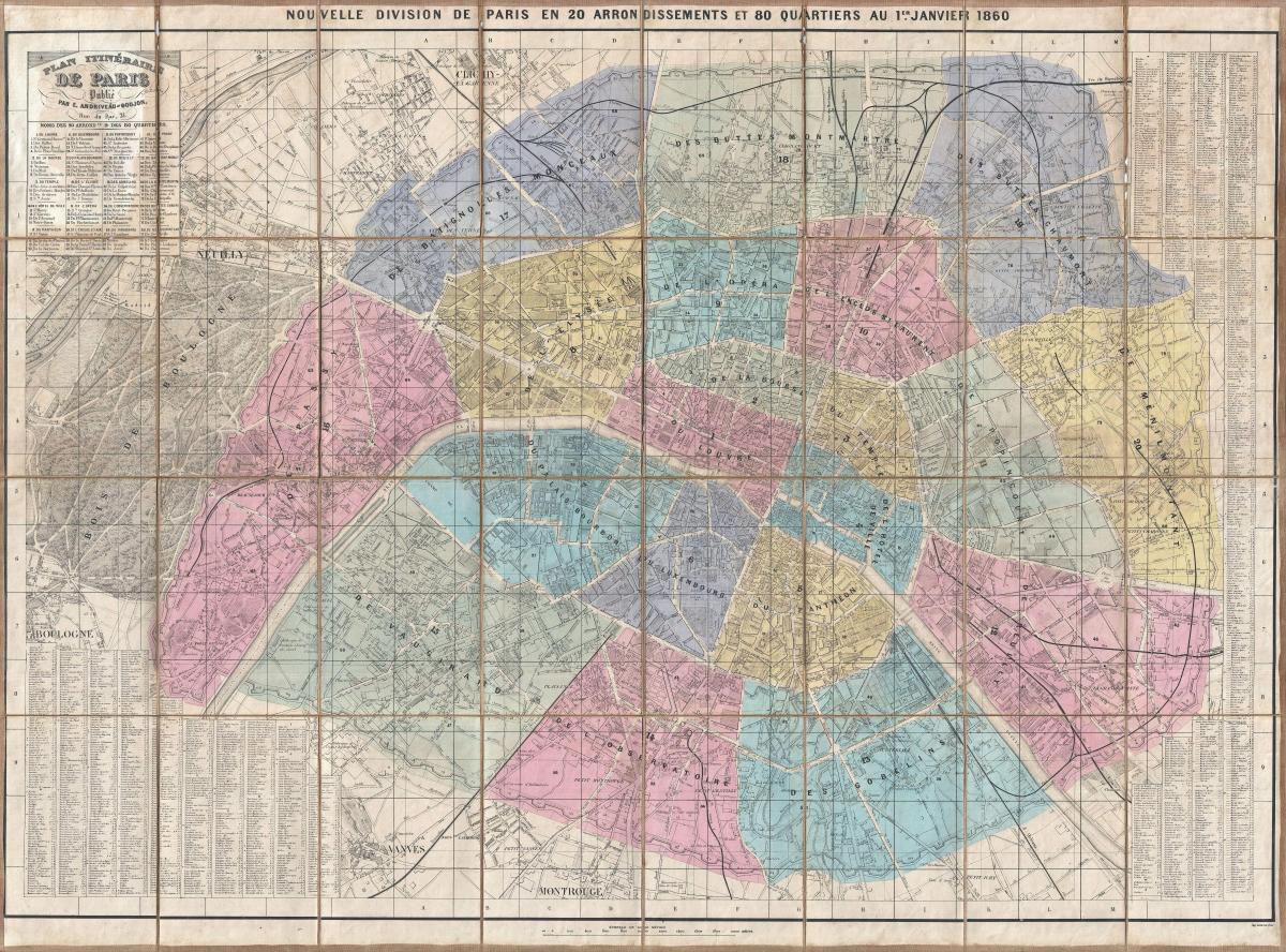 Карта Парыжа 1860
