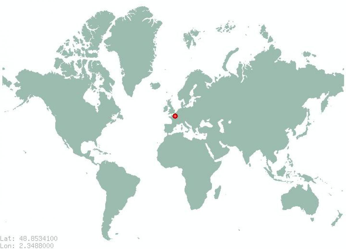 Карта Парыжа на карце свету