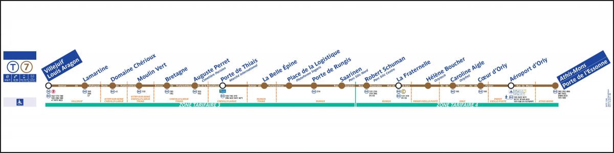Карта Парыжа трамвай Т7