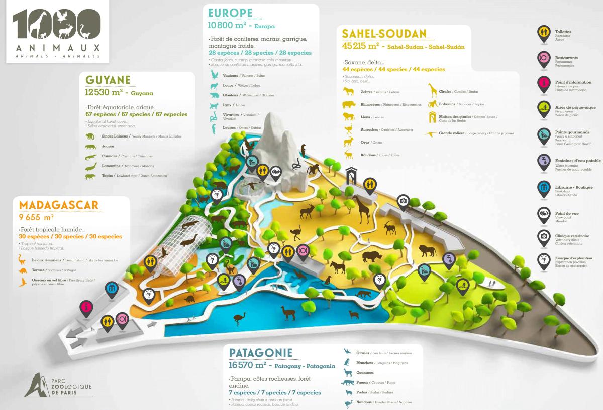 Карта Парыжа Заалагічны Парк