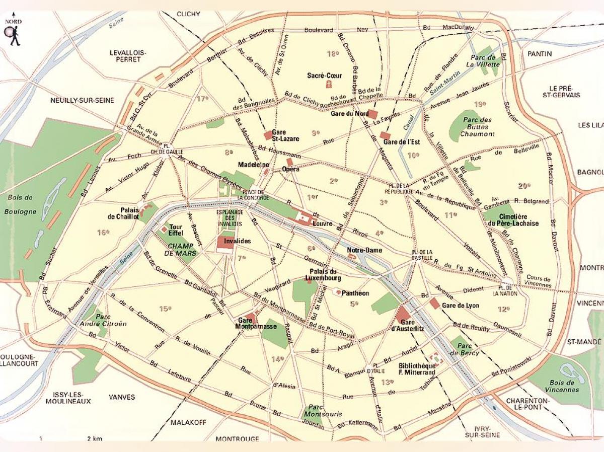 Карта парыжскіх паркаў
