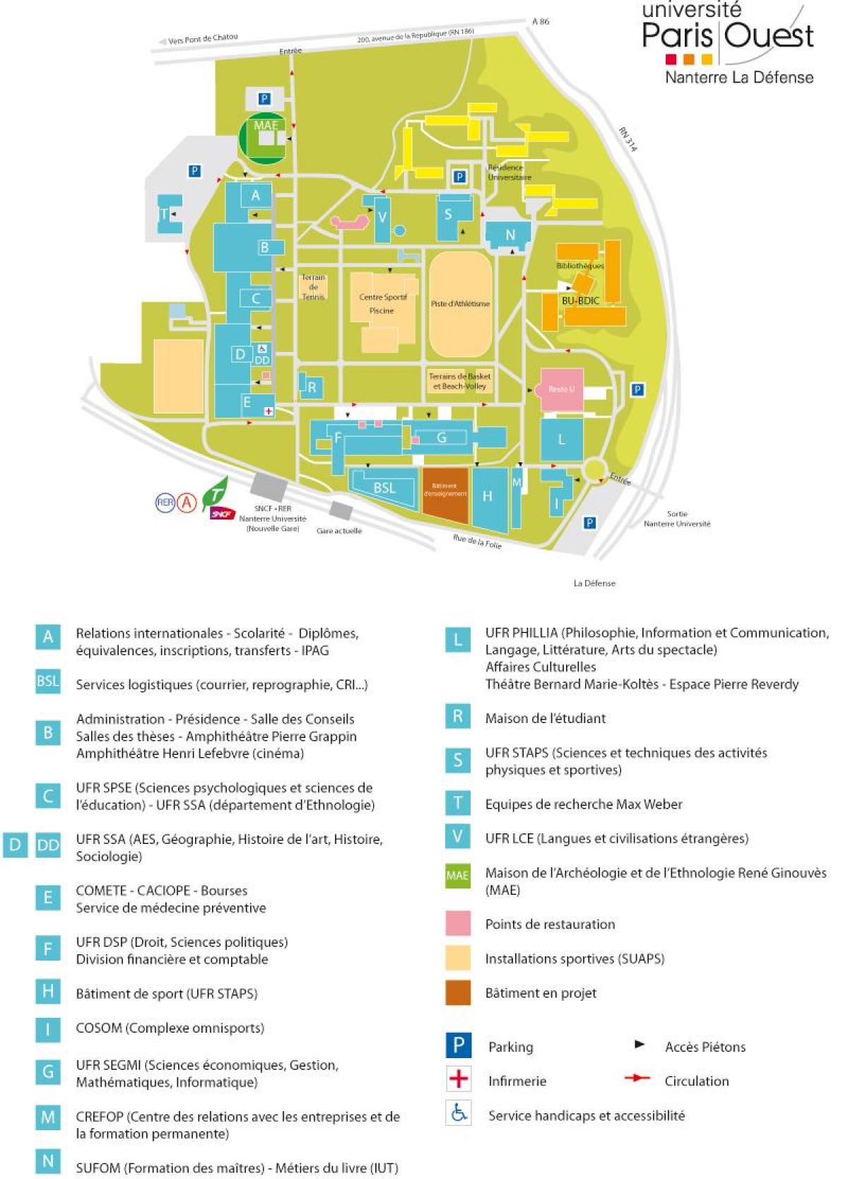 Карта універсітэта Нантэр