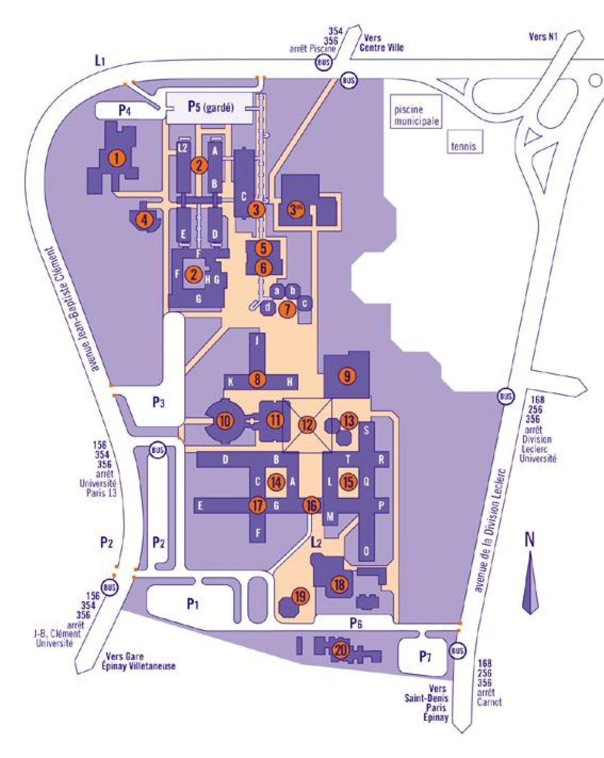 Карта універсітэта Парыж 13-га