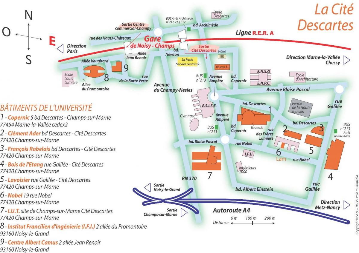 Карта універсітэта Парыж Дэкарт
