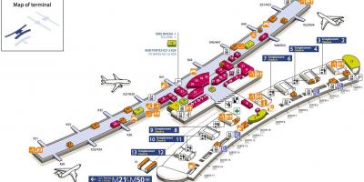 Карта Шарль-дэ-голь тэрмінал аэрапорта 2е