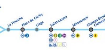 Карта Парыжа лініі метро 13